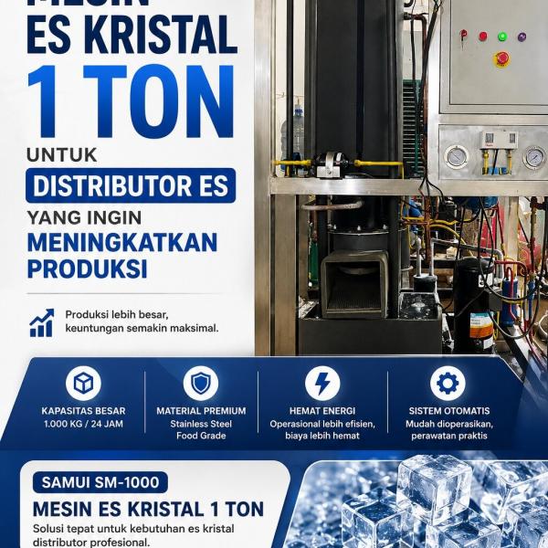Mesin Es Kristal 1 Ton untuk Distributor Es yang Ingin Meningkatkan Produksi